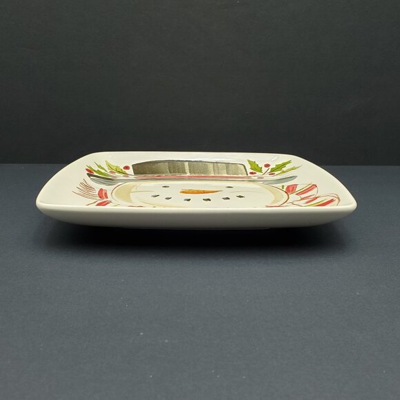 Longaberger Top Hat Snowman Luncheon Plate Christmas Holiday Snowman Plate - Picture 5 of 6